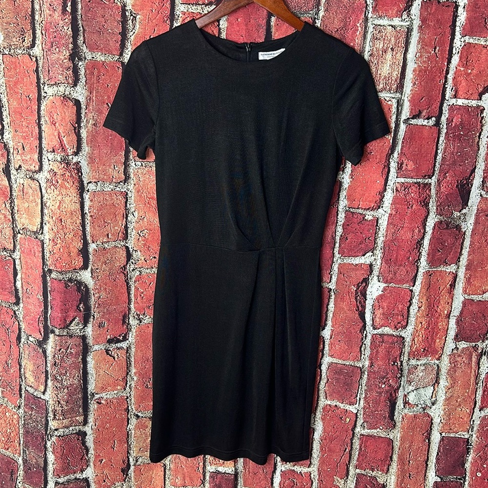 Katherine Barclay Montreal Black shiny Ruched Dress Size 6 new with tags